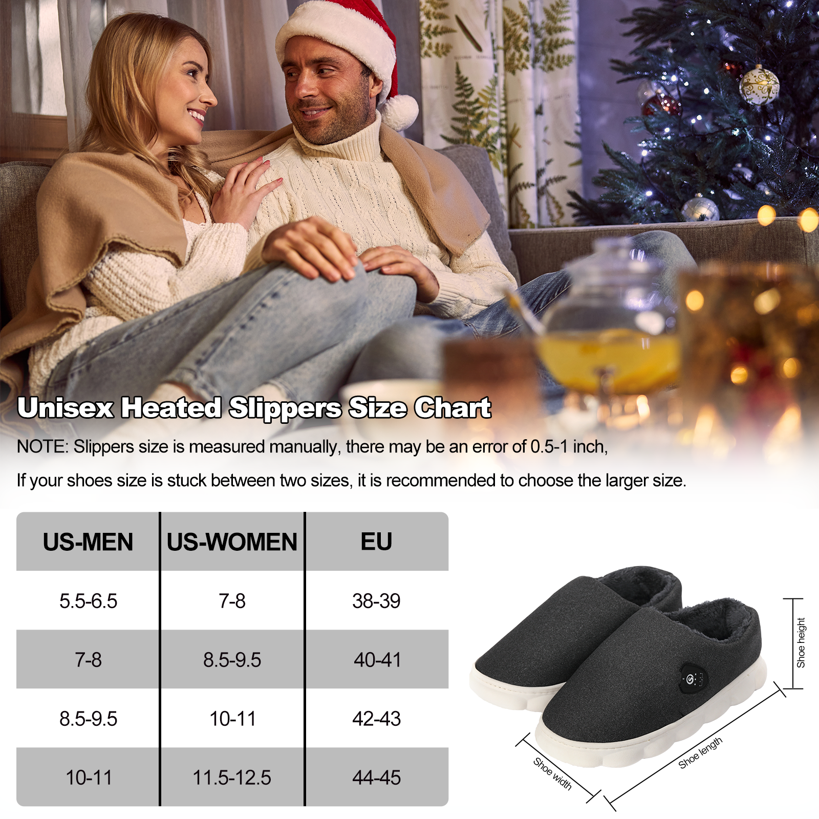 Unisex Wiederaufladbare Hochschnitt Heizslipper – APP & Tastensteuerung