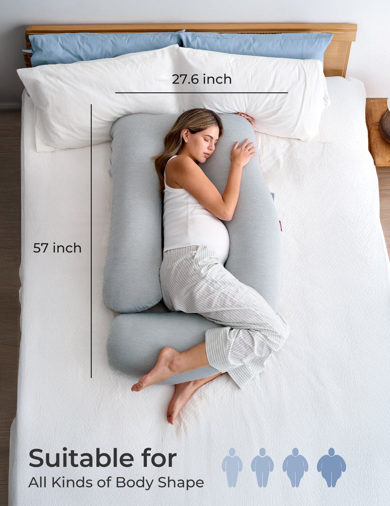 U Shaped Pregnancy Pillow for Comfort and Support - Cooling Fabric for Expecting Mothers
