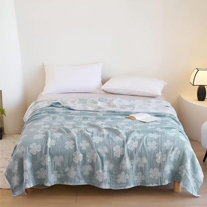 Cozy Four Leaf Clover Cotton Blanket - Soft, Warm, and Stylish Throw