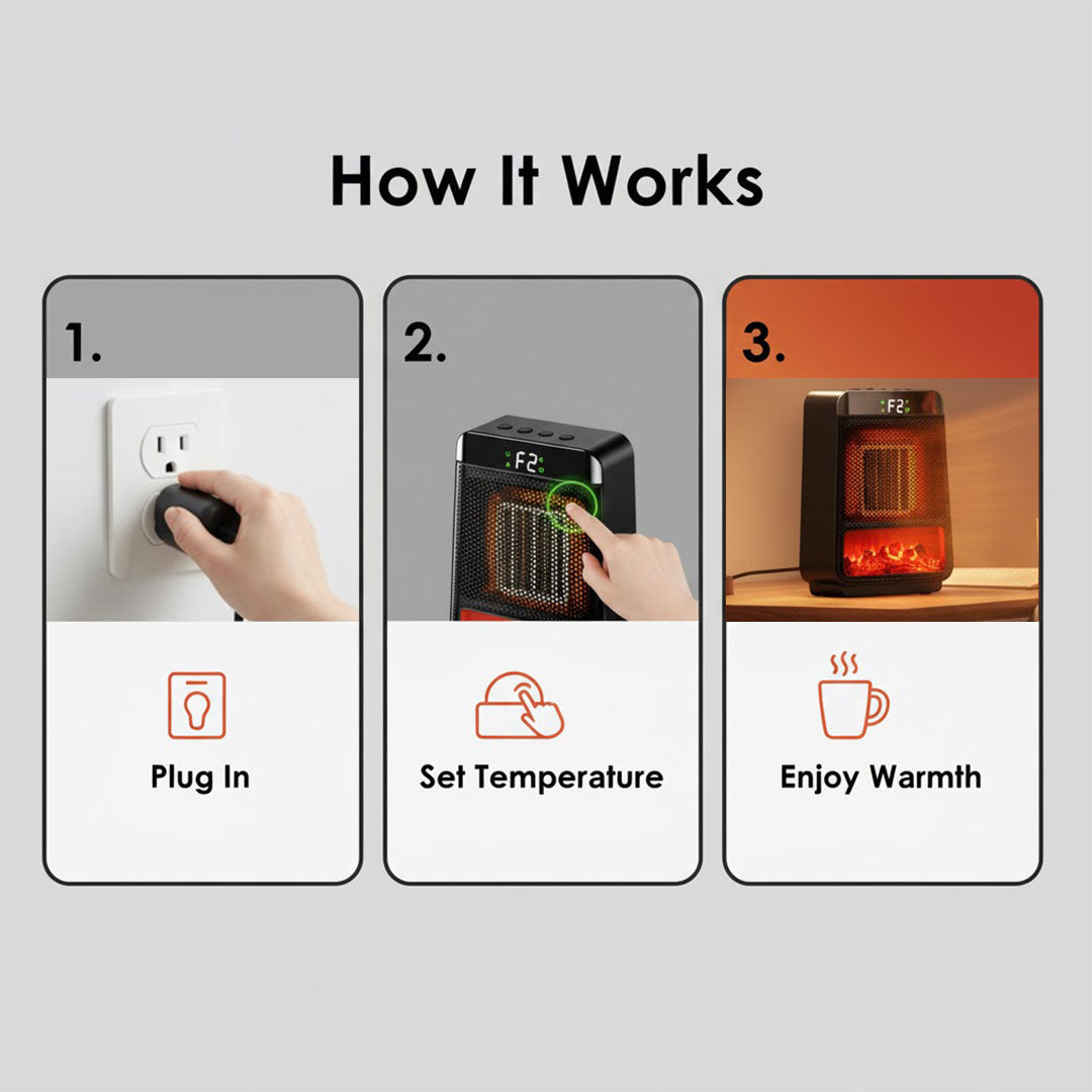 Elektrischer Heizlüfter - Élément céramique - Support mural