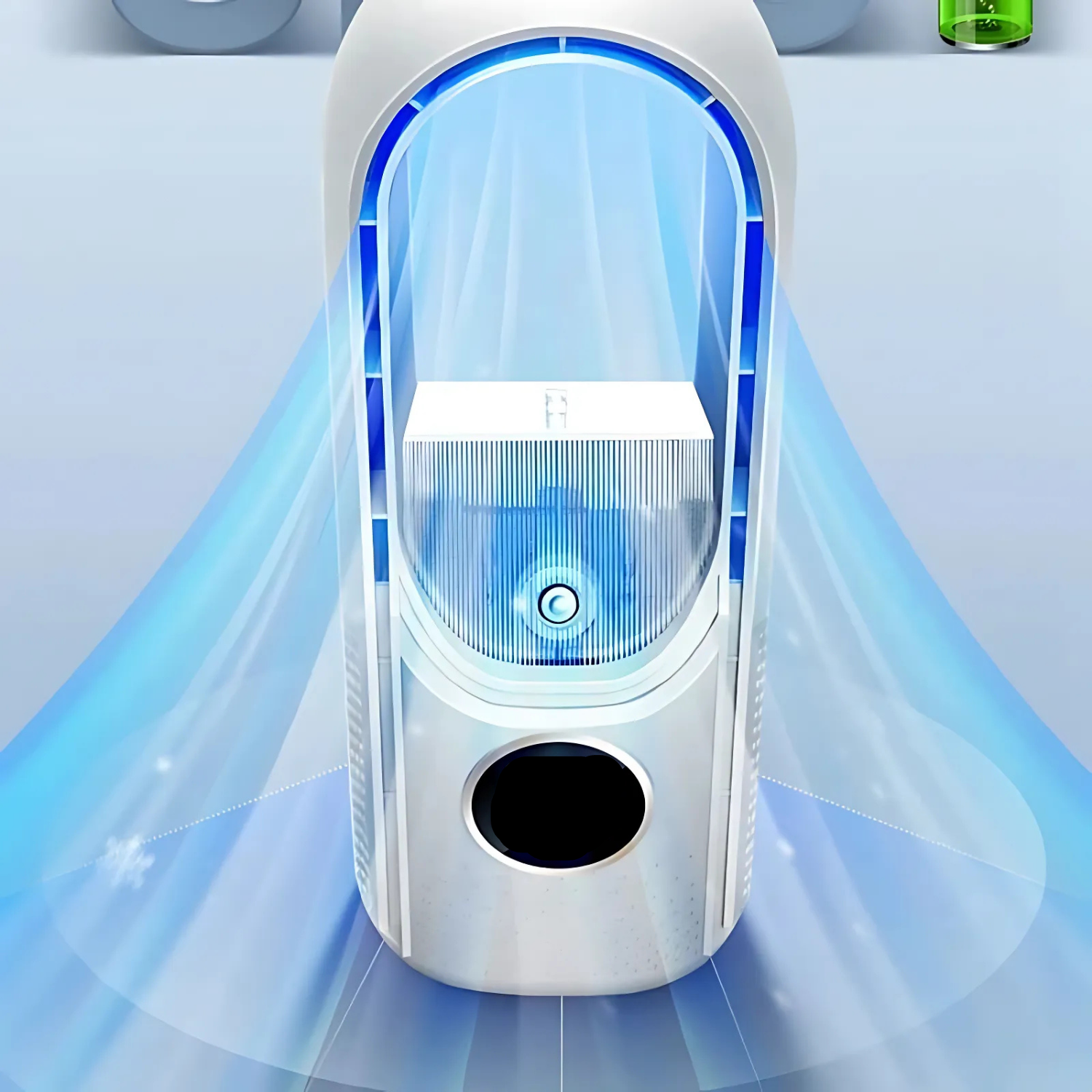 Airevo Luftkühler | Bladeless USB Ventilator | 6 Geschwindigkeiten | Leise & Mit Timer | Luftbefeuchtung