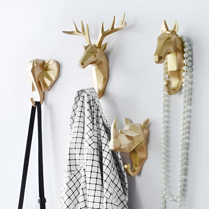 Wall-Mounted Animal Head Key Holder Rack for Home Decor