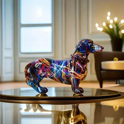 Statue décorative de teckel - Figurine de chien mignonne pour la décoration intérieure