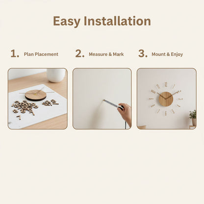 Holz-Wanduhr - Design minimaliste - Lautloses Uhrwerk