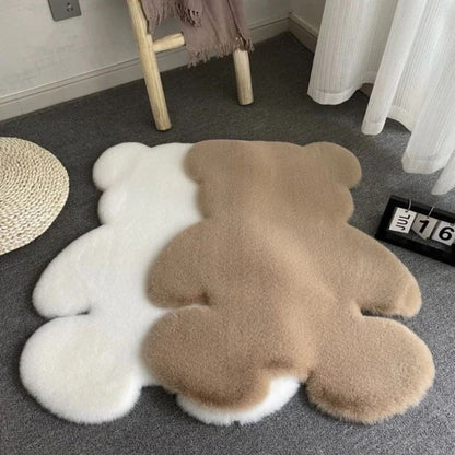 Tapis en peluche douce avec ours en peluche pour la décoration de la chambre d'enfant