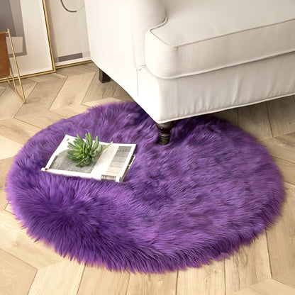 Tapis rond en peluche douce pour une décoration intérieure chaleureuse - Motif nuage