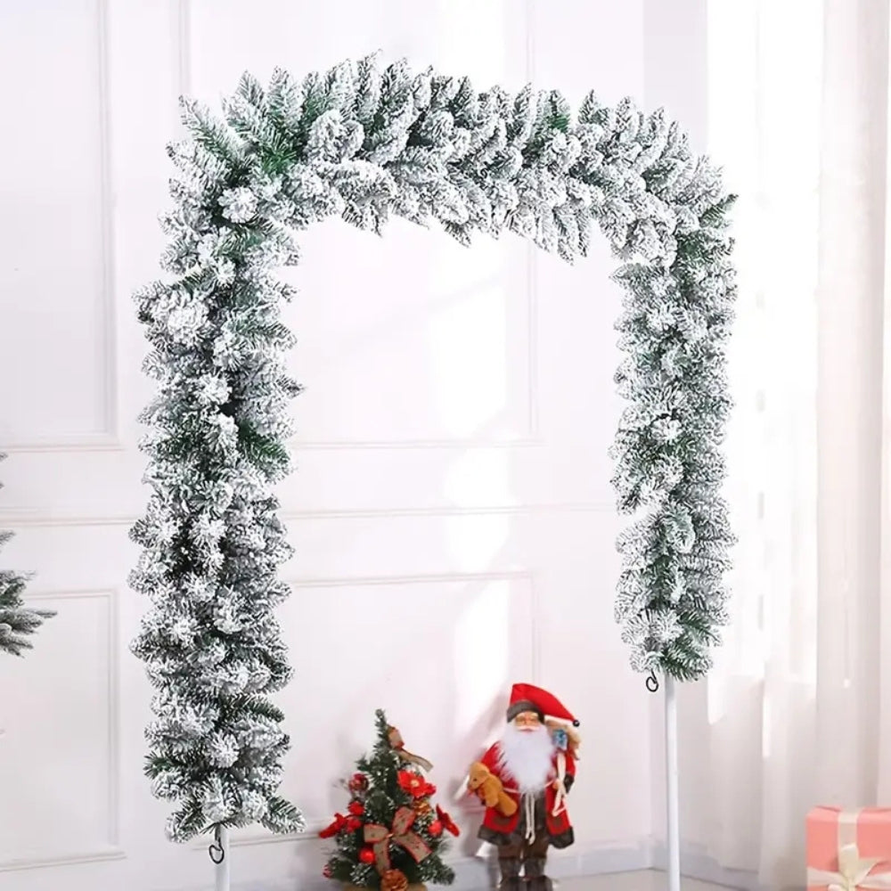 Guirlande de Noël givrée pour décoration des fêtes - Décoration hivernale festive