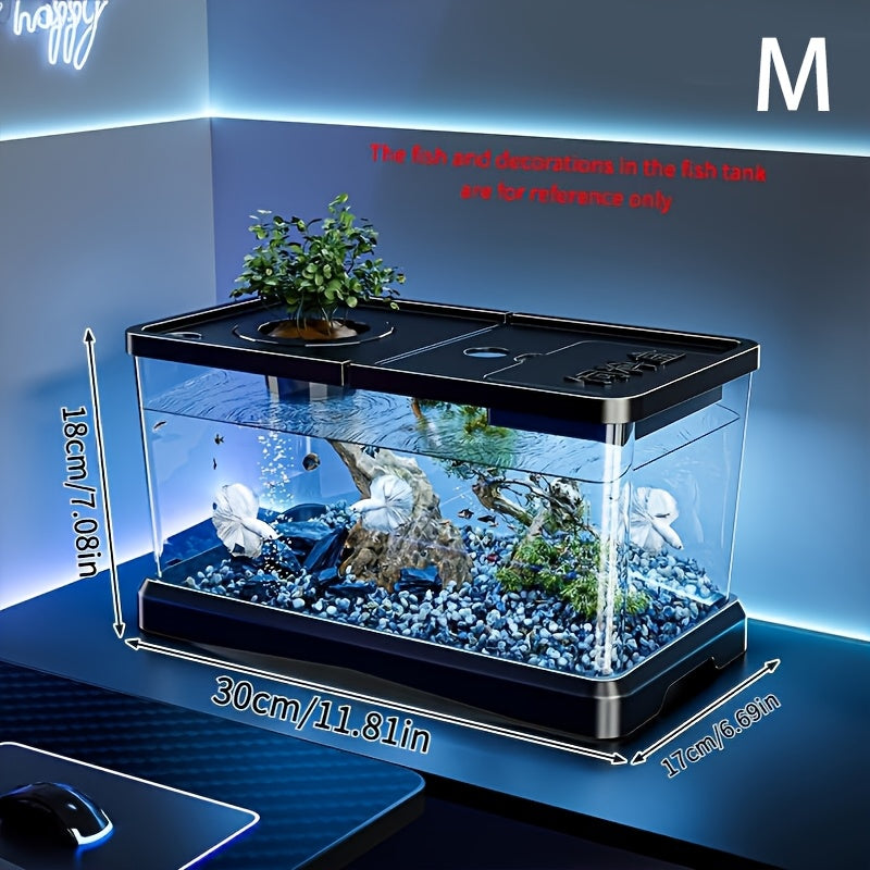 Grand aquarium avec couvercle - Aquarium robuste pour poissons et tortues, facile à nettoyer grâce à son couvercle ouvert