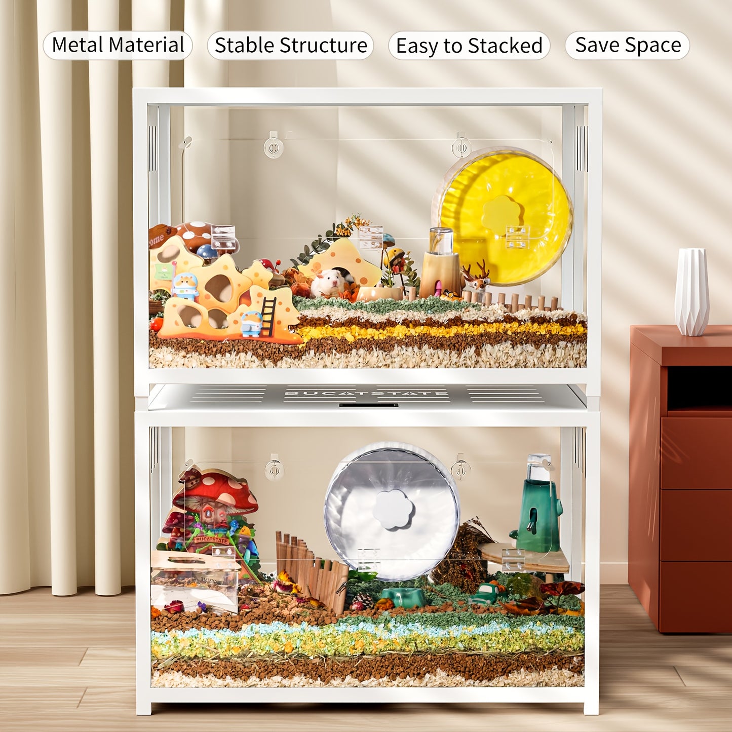 Grande cage pour hamsters nains et syriens - Habitat empilable pour petits animaux