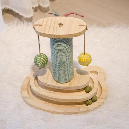 Cat Scratching Post with Interactive Maze Ball Toy for Cats