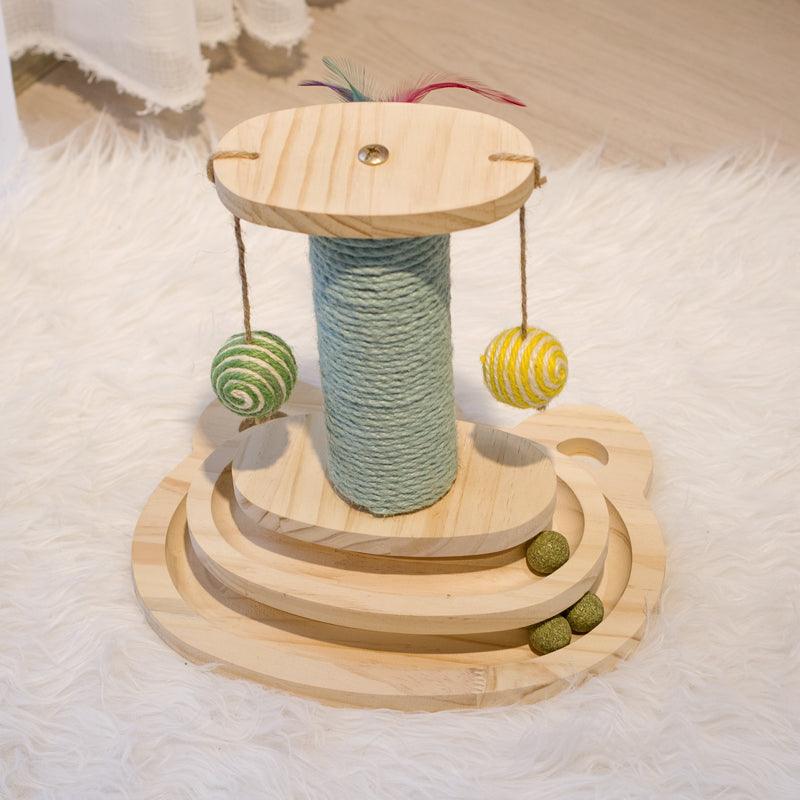 Cat Scratching Post with Interactive Maze Ball Toy for Cats
