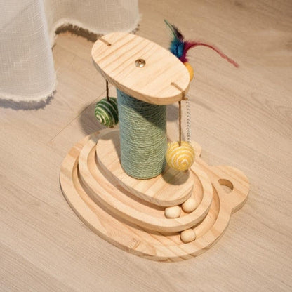 Cat Scratching Post with Interactive Maze Ball Toy for Cats