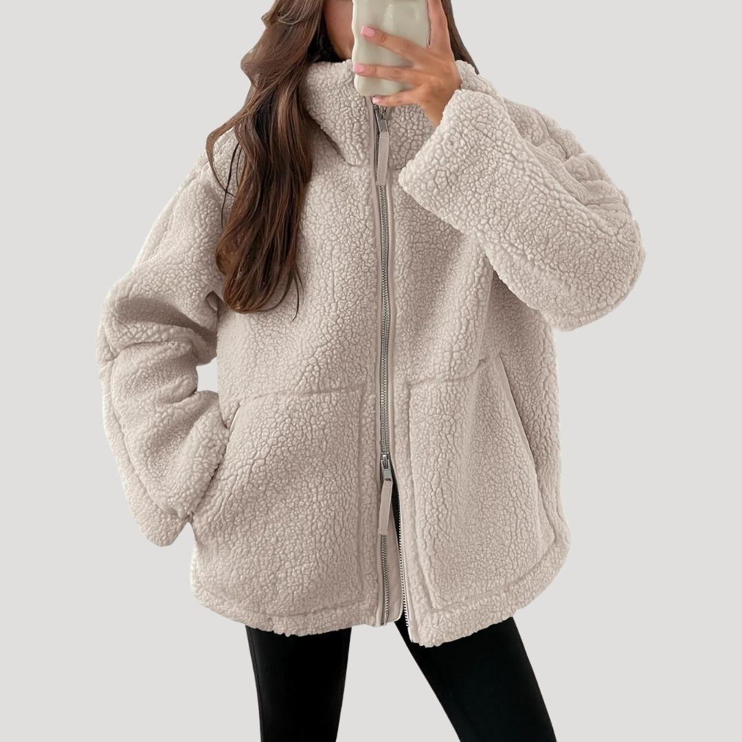 Damen Fleece Teddyjacke | Weich, Flauschig und Warm für Wintertage