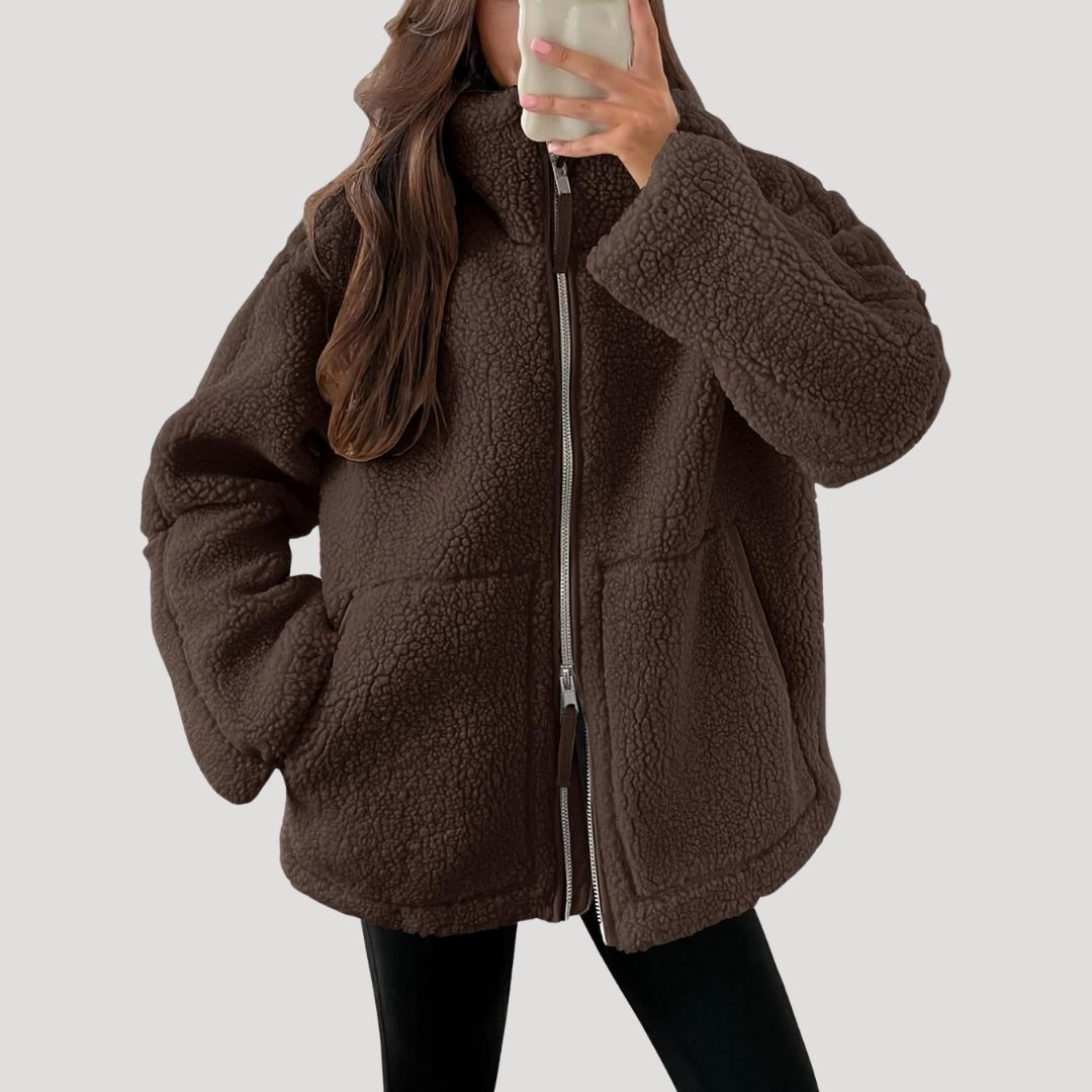 Damen Fleece Teddyjacke | Weich, Flauschig und Warm für Wintertage