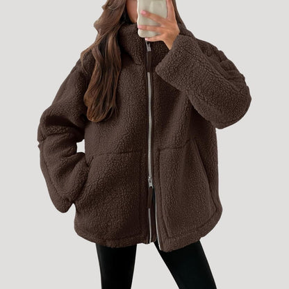 Damen Fleece Teddyjacke | Weich, Flauschig und Warm für Wintertage