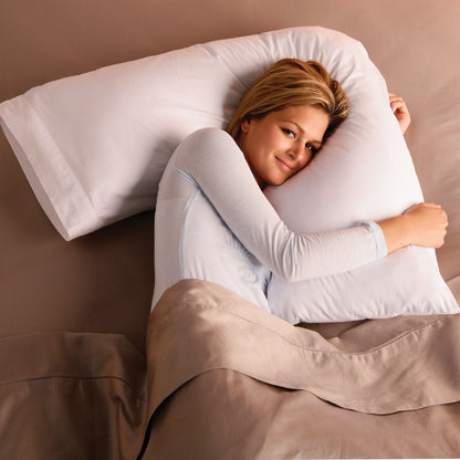 V Shaped Pillow with Case - Extra Filled Neck Support for Pregnancy, Nursing & Orthopedic Comfort