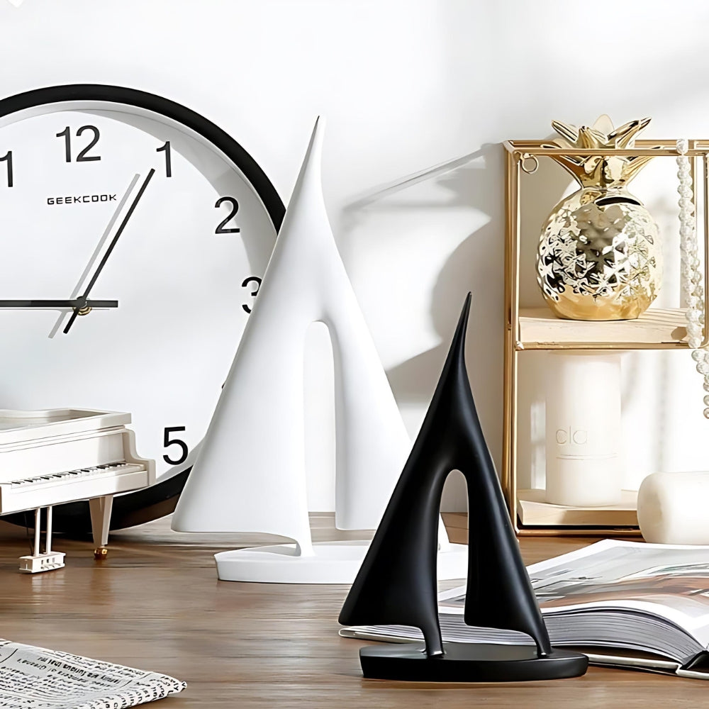 Ensemble de 2 décorations de table minimalistes en forme de voilier pour une décoration intérieure nautique