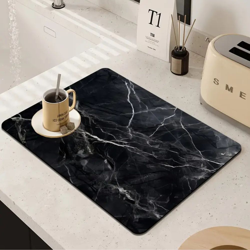 Marmor Druck Geschirr Abtropfmatte