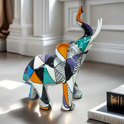 Statue d'éléphant abstraite élégante - Figurine de décoration de luxe