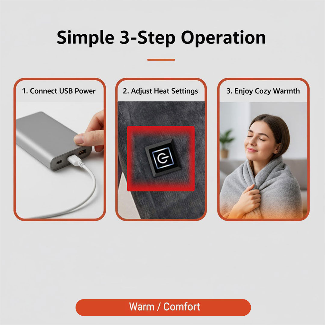 Heizschal - Tragbar USB - Einstellbare Einstellungen