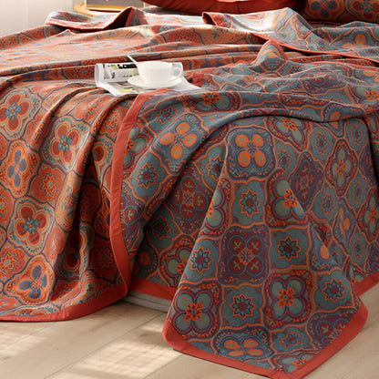 Blütenstickerei Baumwoll Wendebettüberwurf