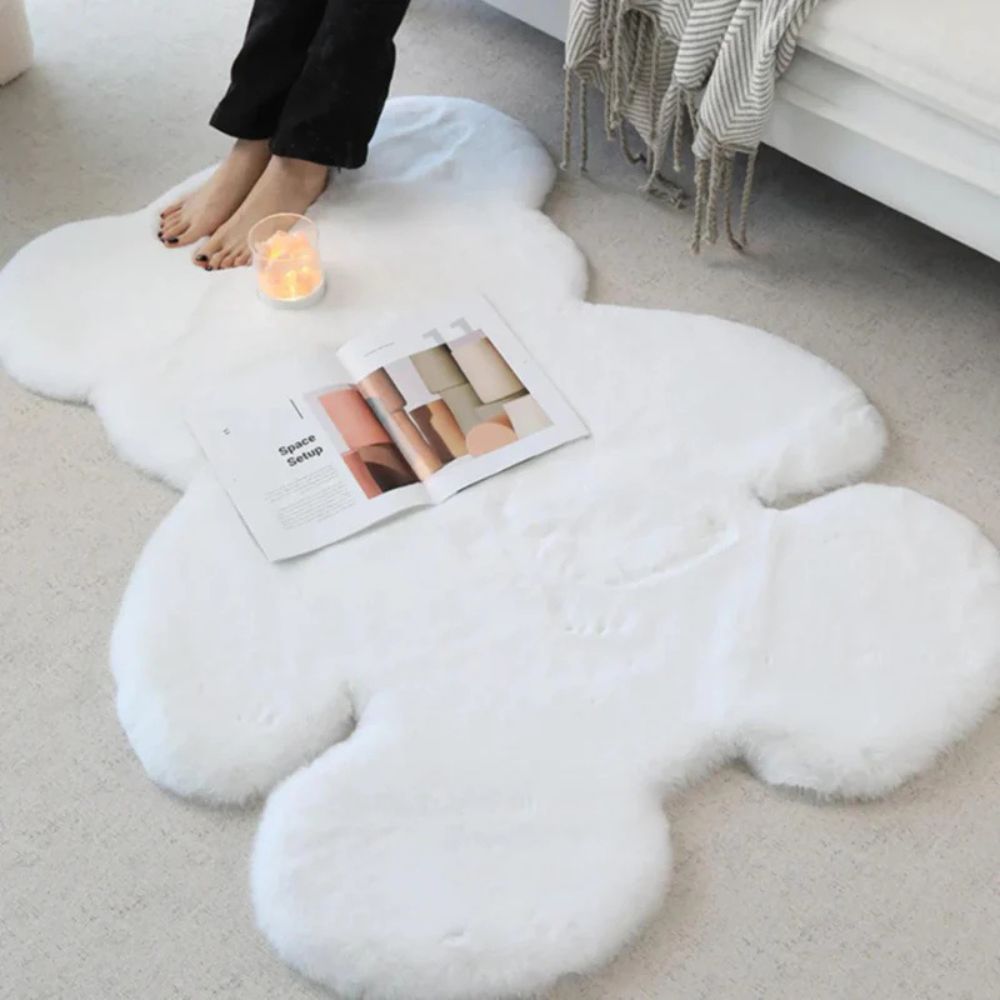 Tapis en peluche douce avec ours en peluche pour la décoration de la chambre d'enfant