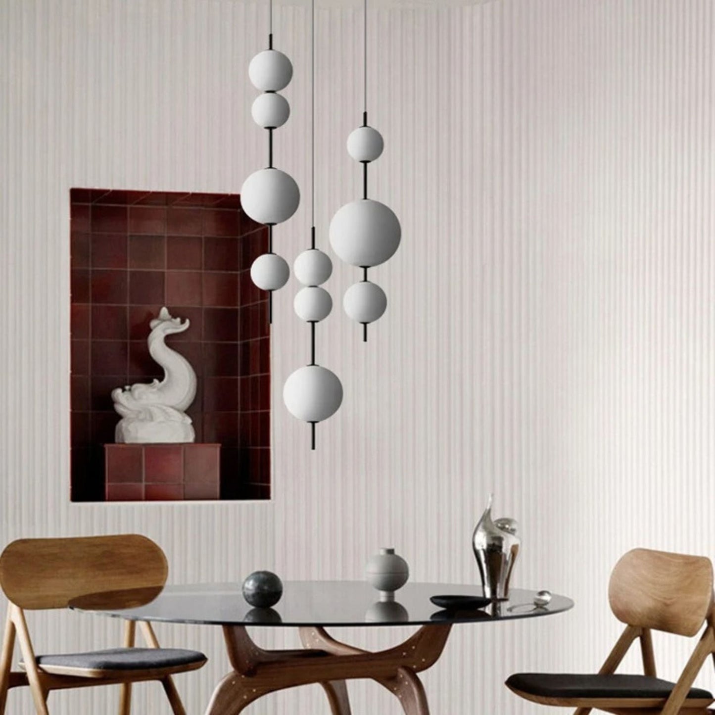 Suspension moderne en verre blanc avec boule pour la décoration de la maison, de la cuisine ou du salon