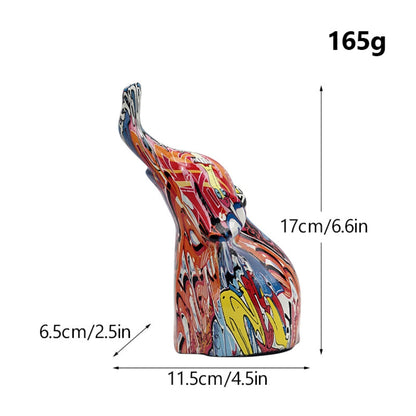 Colorful Graffiti Elephant Resin Statue - Unique Home Decor Figurine