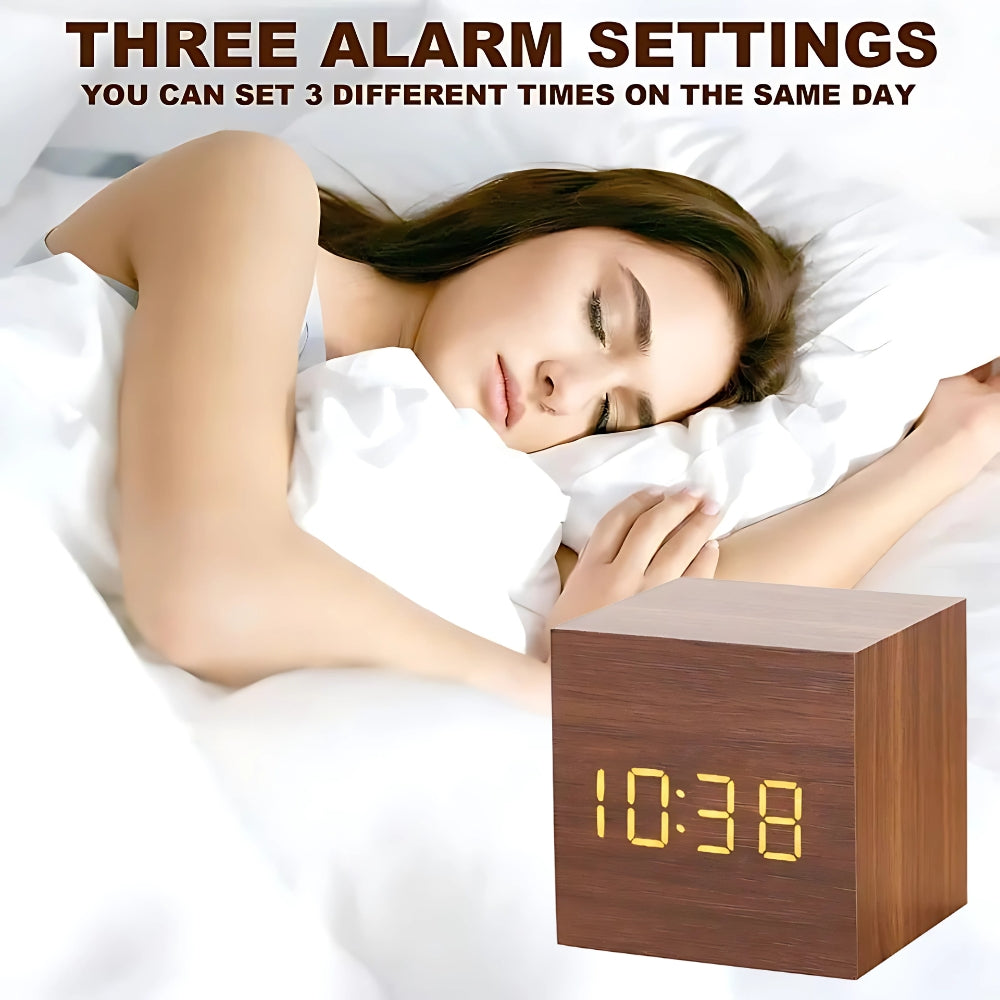 Stylish Digital Cube LED Alarm Clock with USB Charging & Snooze Feature