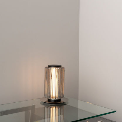 Lampe de table moderne en verre gris pour salon, chambre et bureau - Éclairage élégant pour la maison