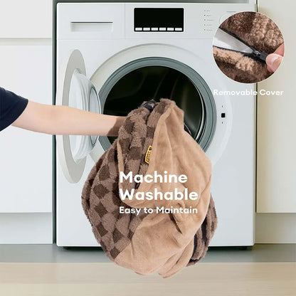 Coussin orthopédique lavable pour chien - Motif à carreaux moelleux et chaud