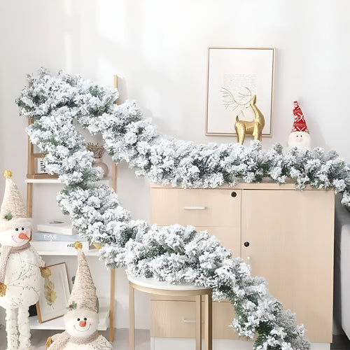 Guirlande de Noël givrée pour décoration des fêtes - Décoration hivernale festive