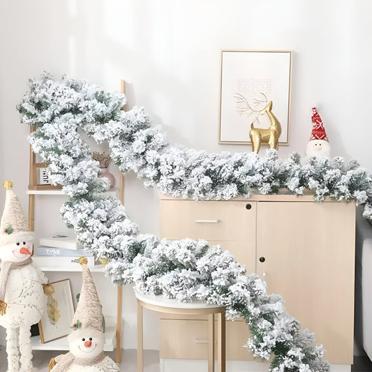 Guirlande de Noël givrée pour décoration des fêtes - Décoration hivernale festive