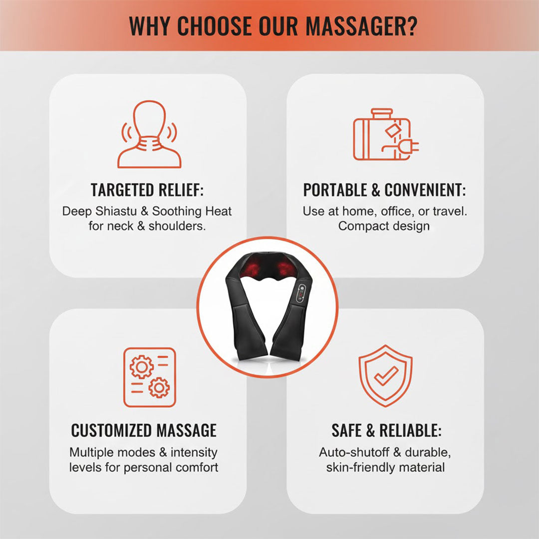 Masseur de corps et de corps - Shiatsu - Avec fonction chauffante