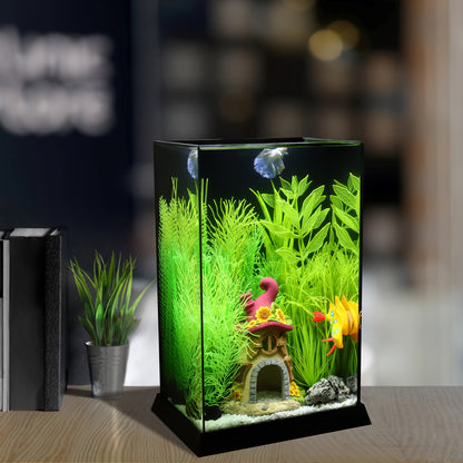 Grand aquarium en acrylique avec support - Aquarium élégant pour betta avec vue transparente, conception durable pour la maison ou le bureau