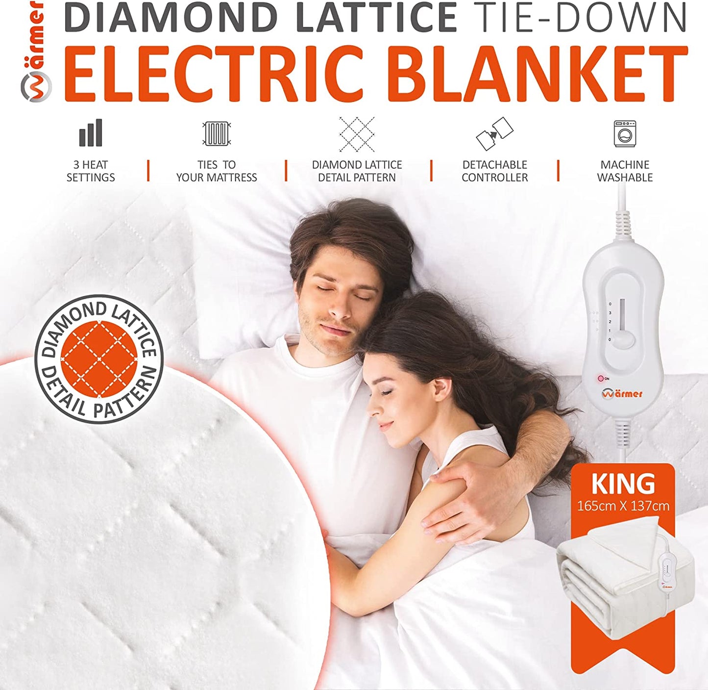 Wärmer Diamond Lattice Tie Down Electric Heated Blanket