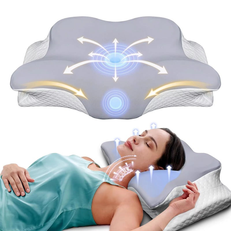Oreiller cervical en mousse à mémoire de forme, oreiller ergonomique rafraîchissant pour dormir sur le côté, avec housse, idéal pour lutter contre l'insomnie