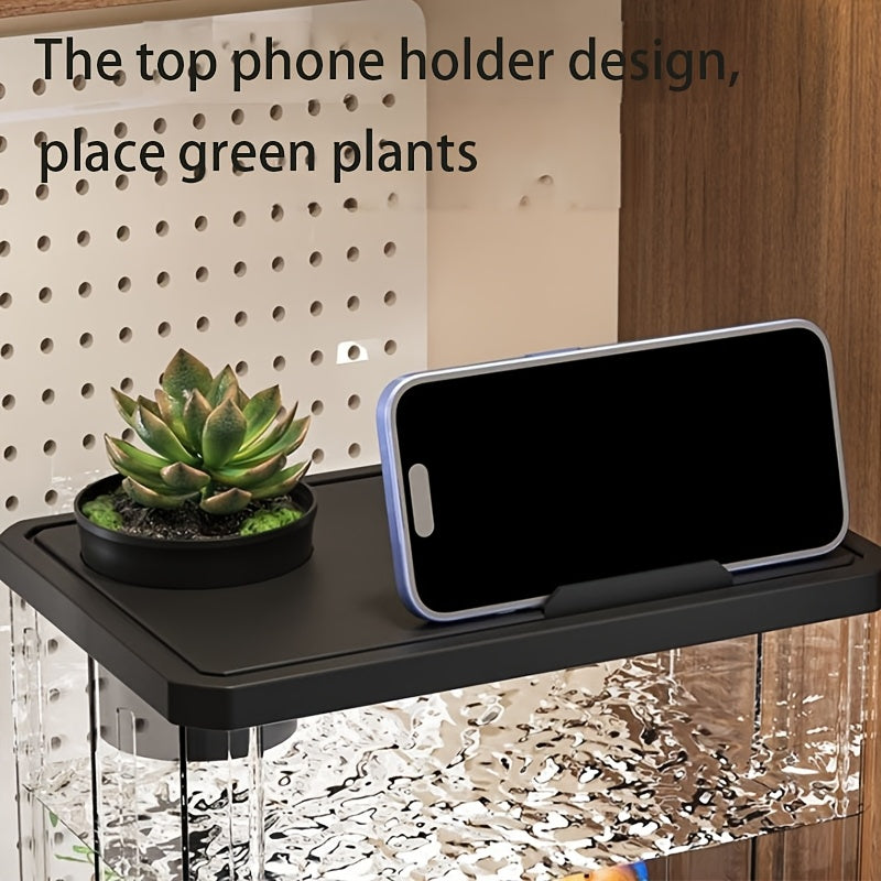 Aquarium de bureau - Aquarium en acrylique ultra-transparent pour poissons rouges, petits animaux et tortues, décoration idéale pour le bureau