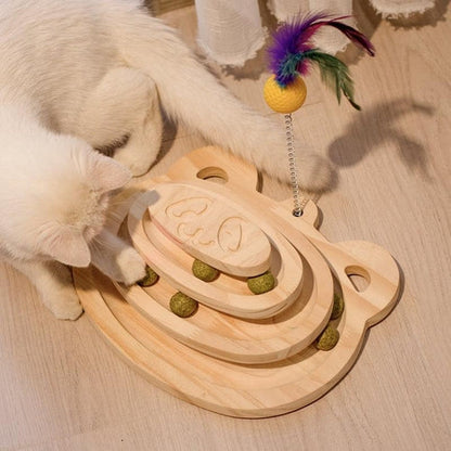Cat Scratching Post with Interactive Maze Ball Toy for Cats