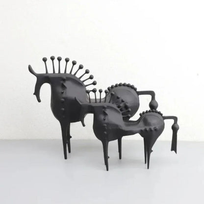 Black Stallion Horse Metal Art Sculpture for Home Decor