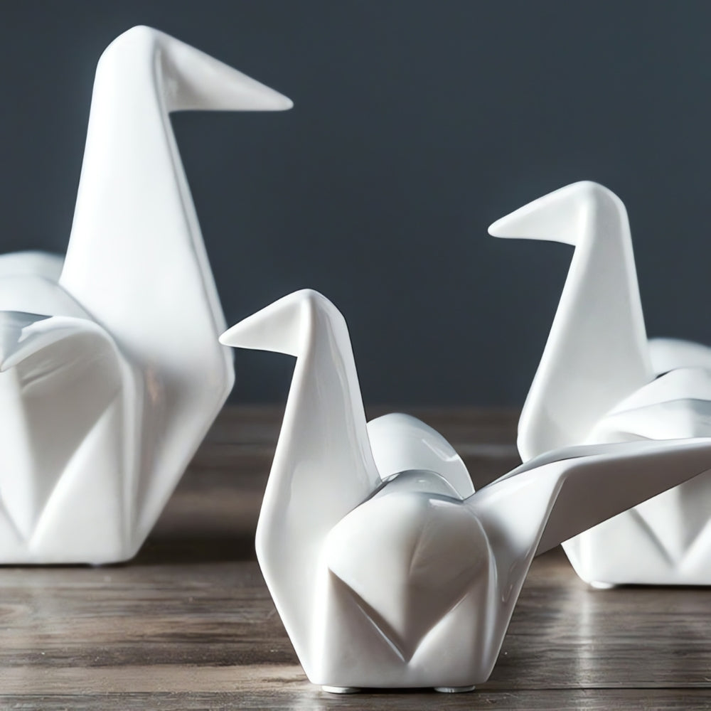 Figurine d'oiseau décorative en céramique origami pour la décoration intérieure