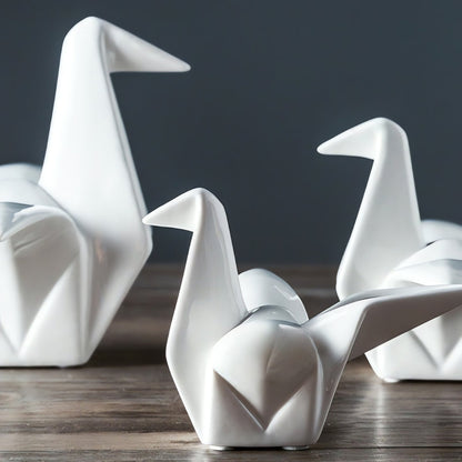 Figurine d'oiseau décorative en céramique origami pour la décoration intérieure
