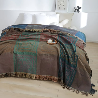 Boho Mandala Tassel Throw Blanket for Cozy Home Decor