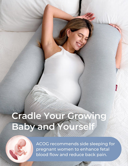 U Shaped Pregnancy Pillow for Comfort and Support - Cooling Fabric for Expecting Mothers