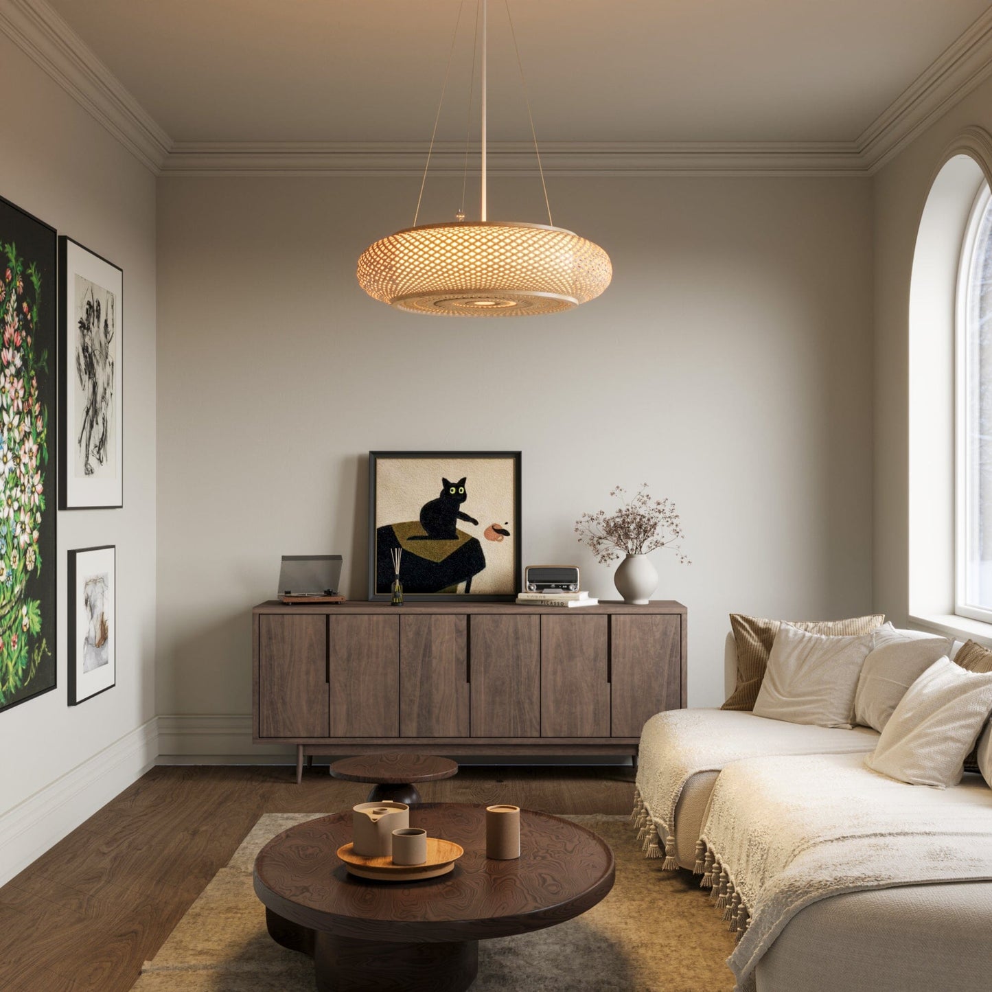 Japanse Stijl Bamboe Rieten Plafondlamp – Plafondmontage de Hanglamp