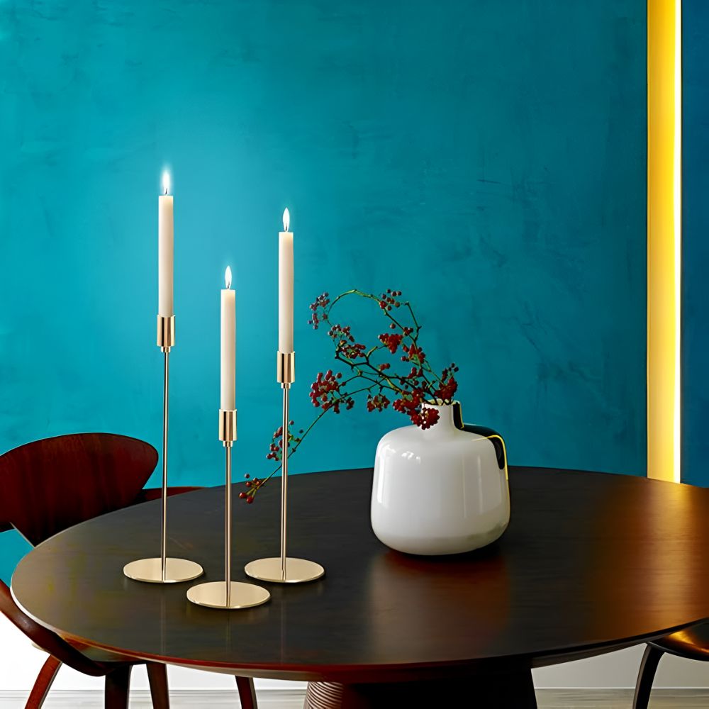 Ensemble de 3 bougeoirs métalliques modernes pour la décoration intérieure