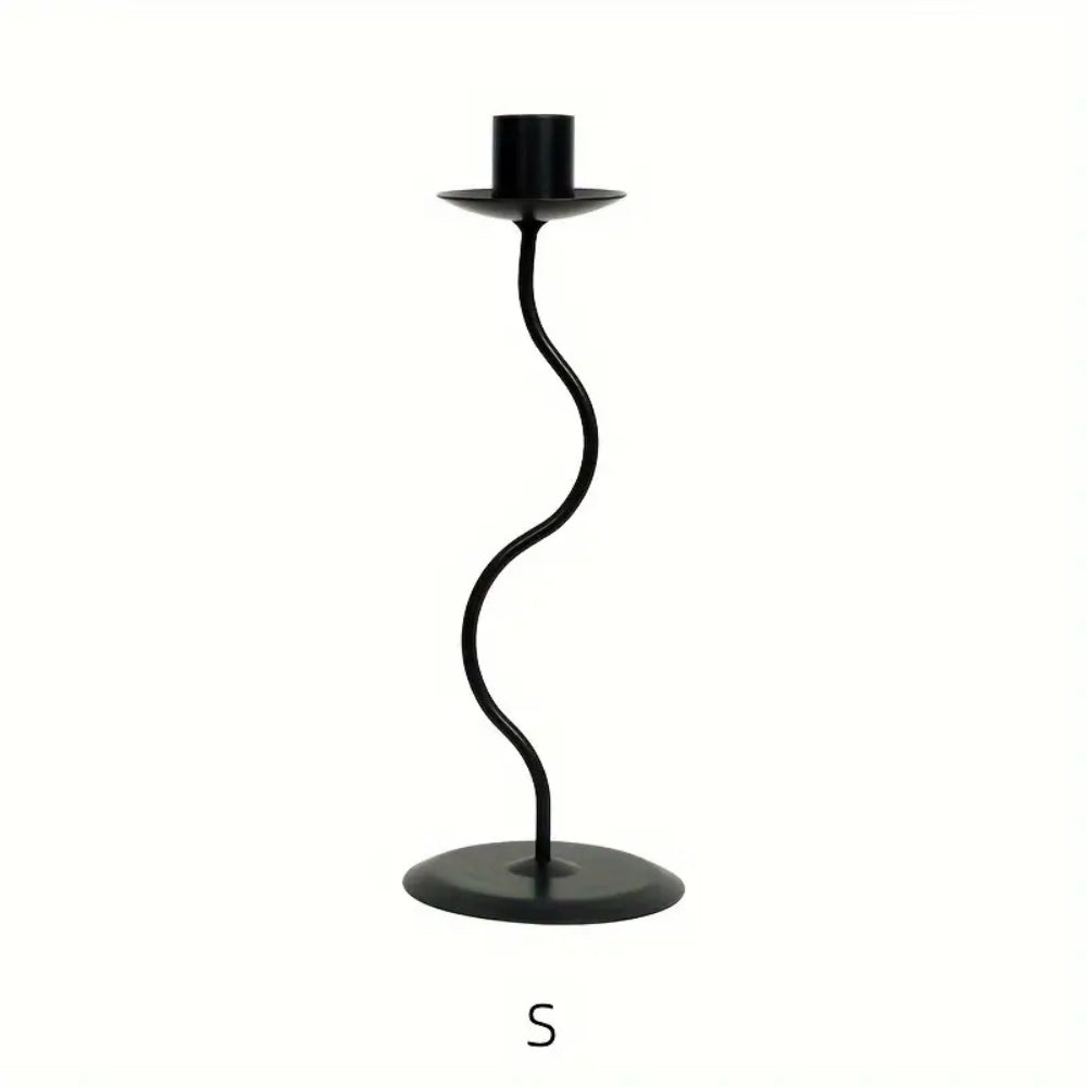 Wavy Iron Candle Holder for Home Decor - Sculpted Design
