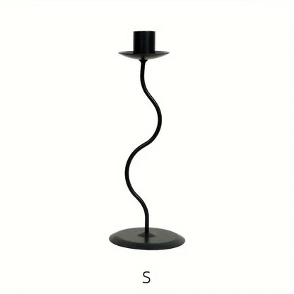 Wavy Iron Candle Holder for Home Decor - Sculpted Design