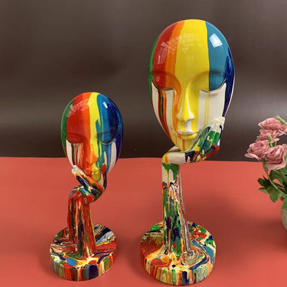 Colorful Female Thinker Art Sculpture - Modern Home Decor Accent