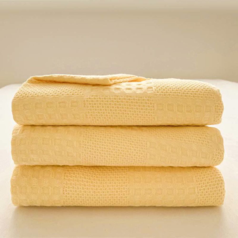 Cozy Blush Waffle Checkered Throw Blanket for Home Decor